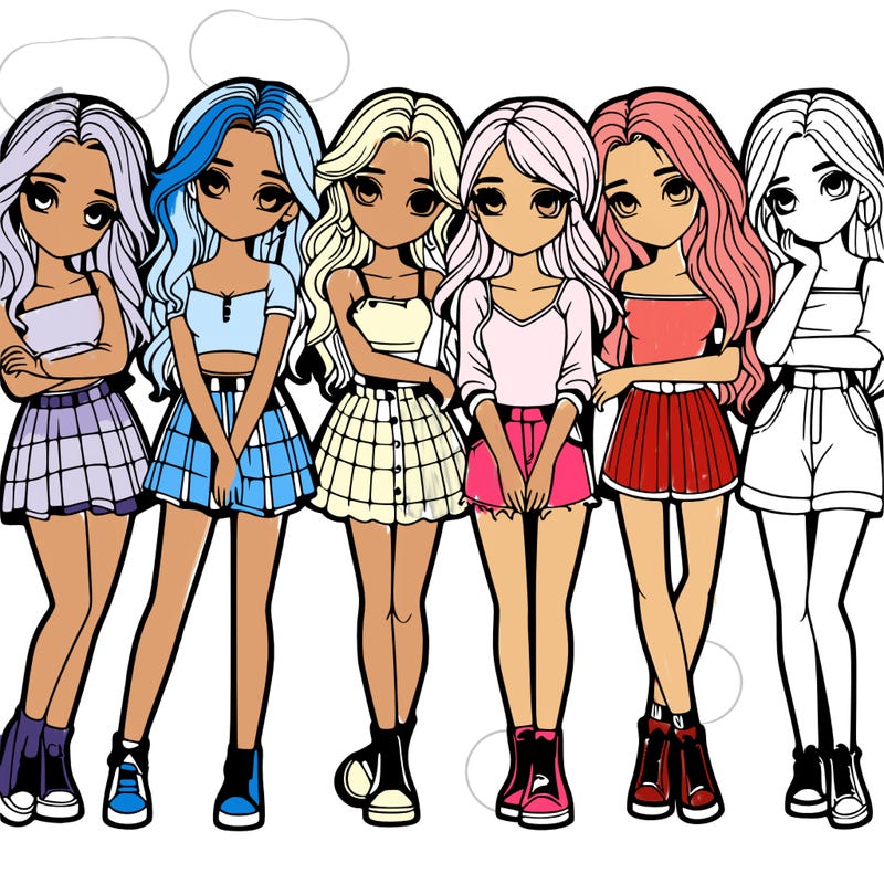 a group of girls realistic