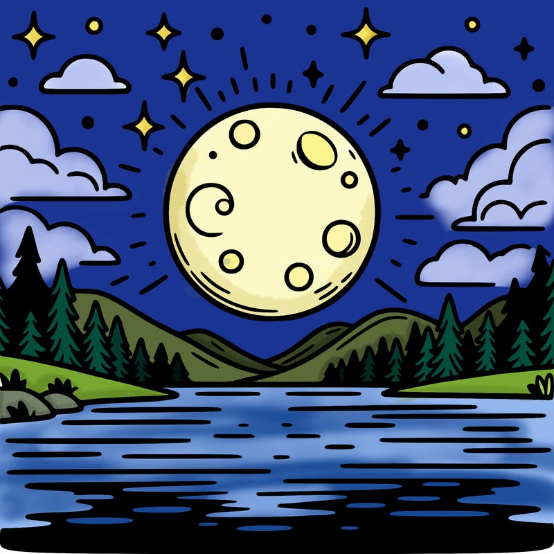 moonlight shining on a lake