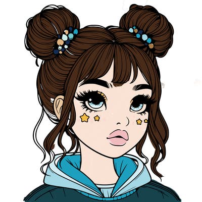 realistic girl with space buns