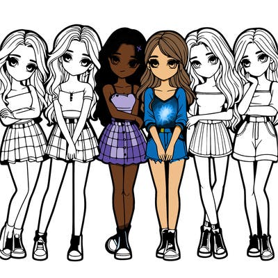 a group of girls realistic