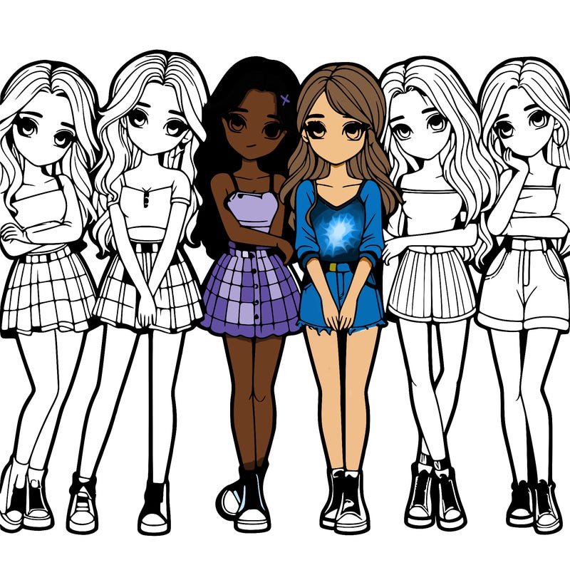 a group of girls realistic