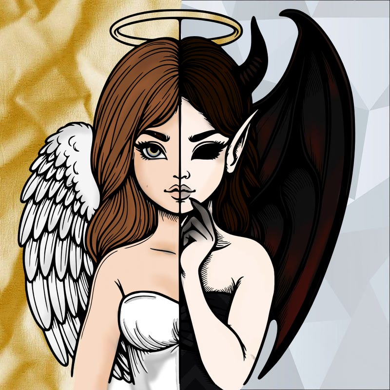 realistic angel half demon