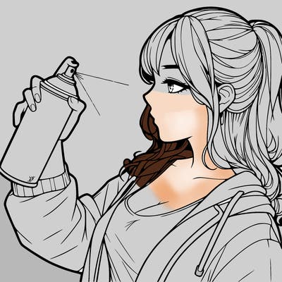 a realistic girl spray, painting