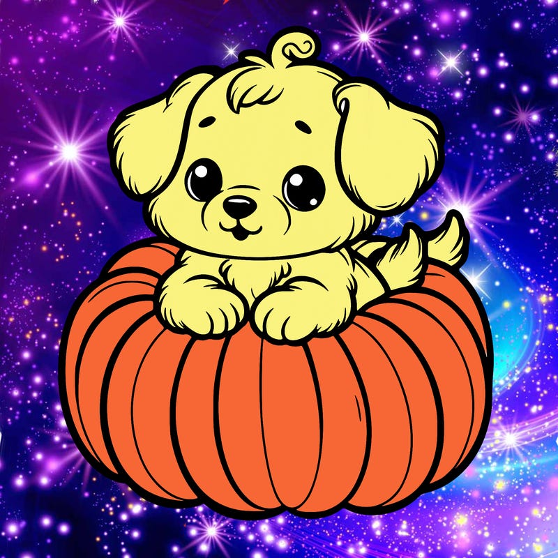 cute little puppy in a pumpkin
