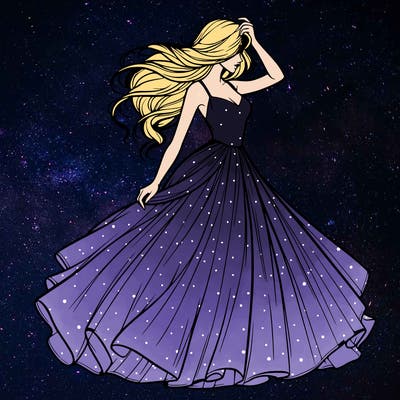 realistic woman with dress flowing in the wind