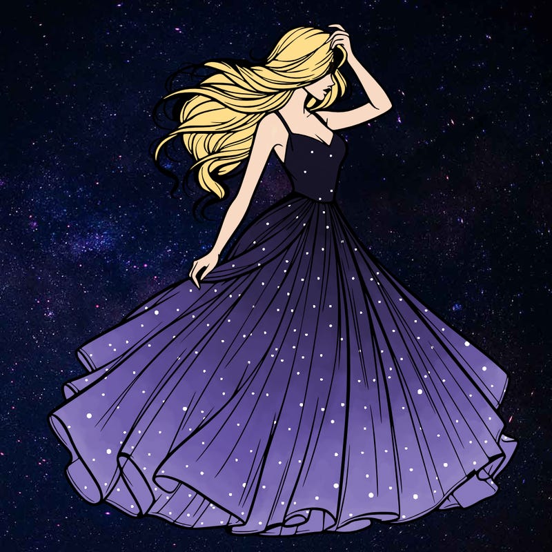 realistic woman with dress flowing in the wind