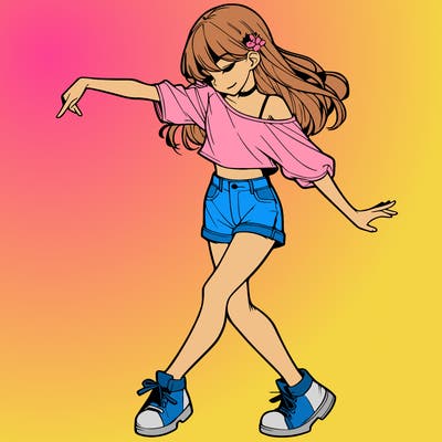 realistic girl danceing