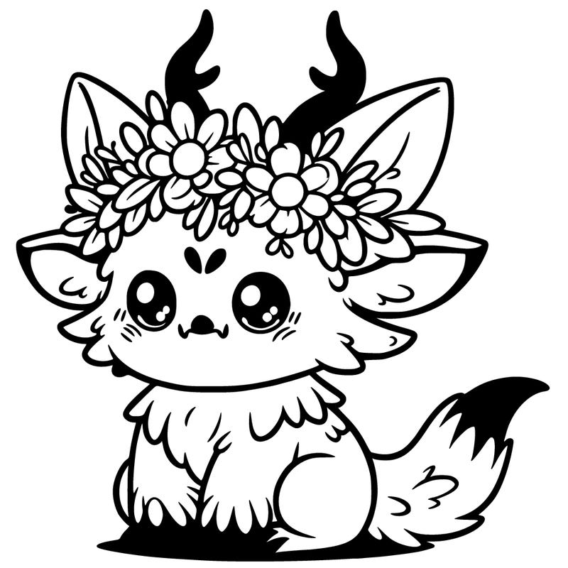 a cute wendigo with a flower crown