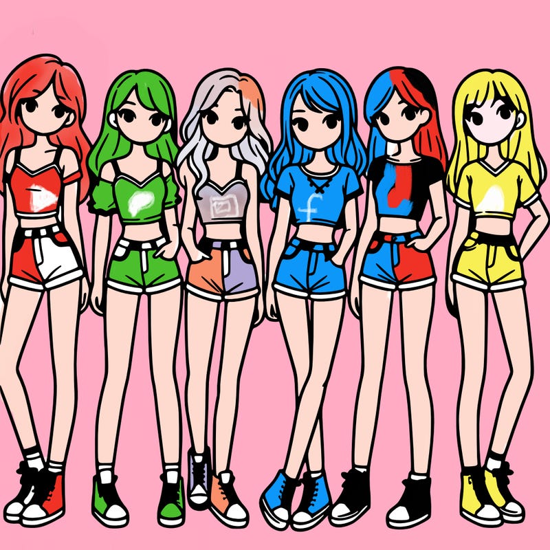 a group of girls wearing crop tops and shorts