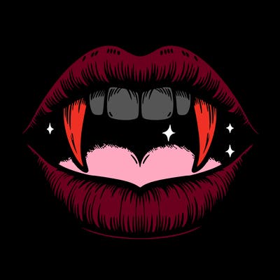 lips with vampire teeth