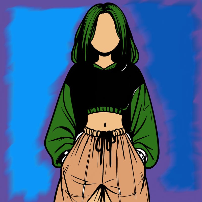 realistic girl faceless with baggy pants and a crop top