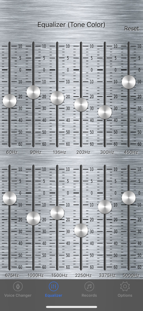 Live Voice Changer - Prankcall - 12-band equalizer for tone color adjustment in Live Voice Changer app