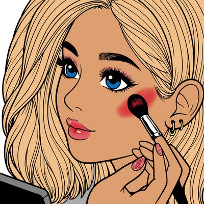 a realistic girl doing her makeup