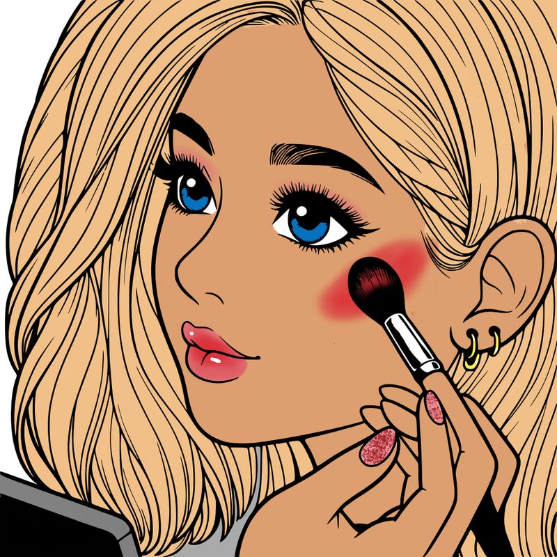 a realistic girl doing her makeup