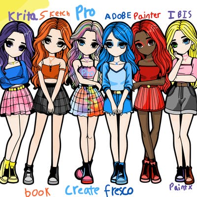 a group of girls realistic