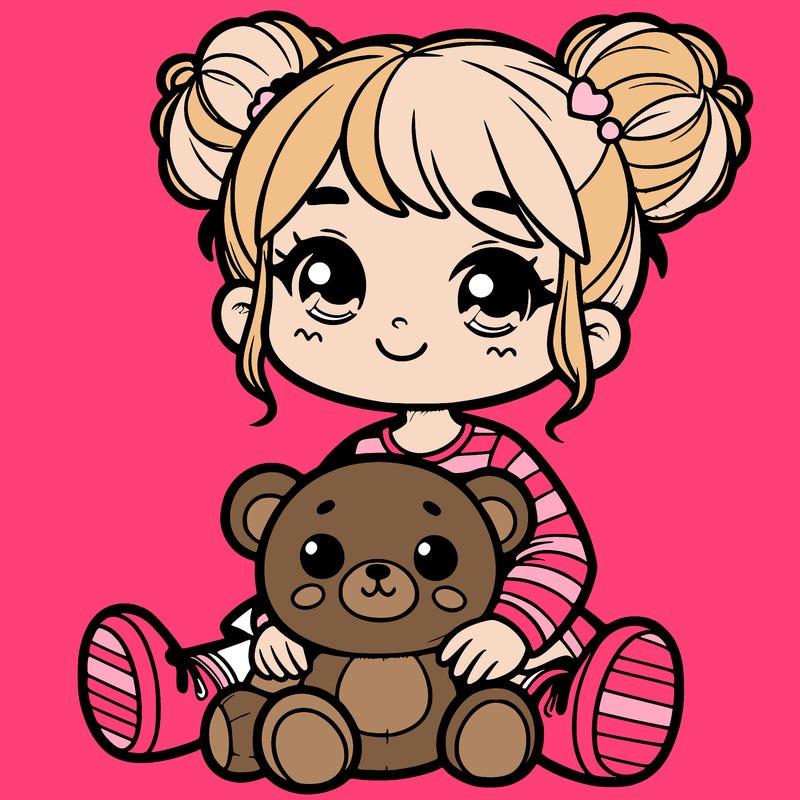 cute little girl with a big plush