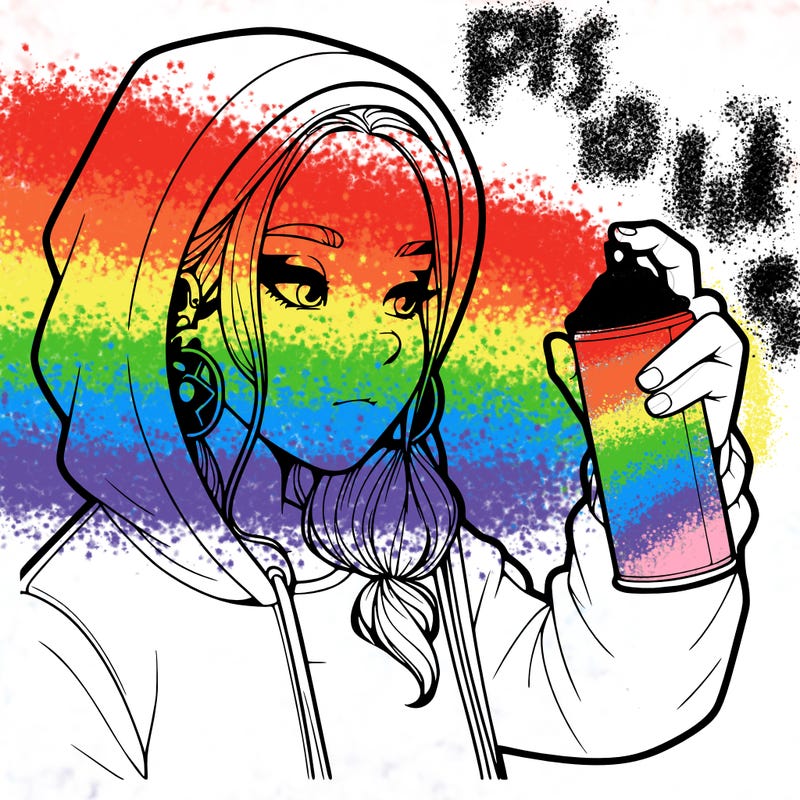 a realistic girl, spray painting