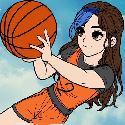 realistic girl playing basketball