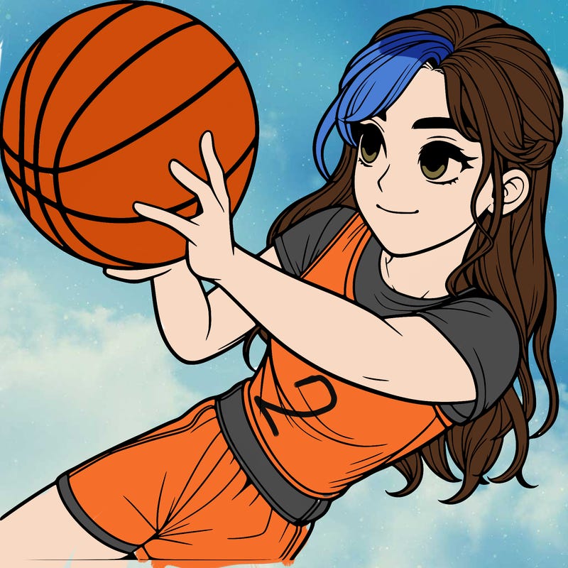 realistic girl playing basketball