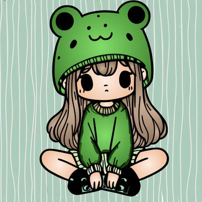 a girl wearing a frog hat and some frog socks