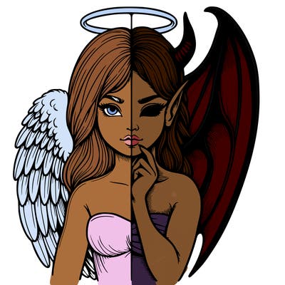 realistic angel half demon