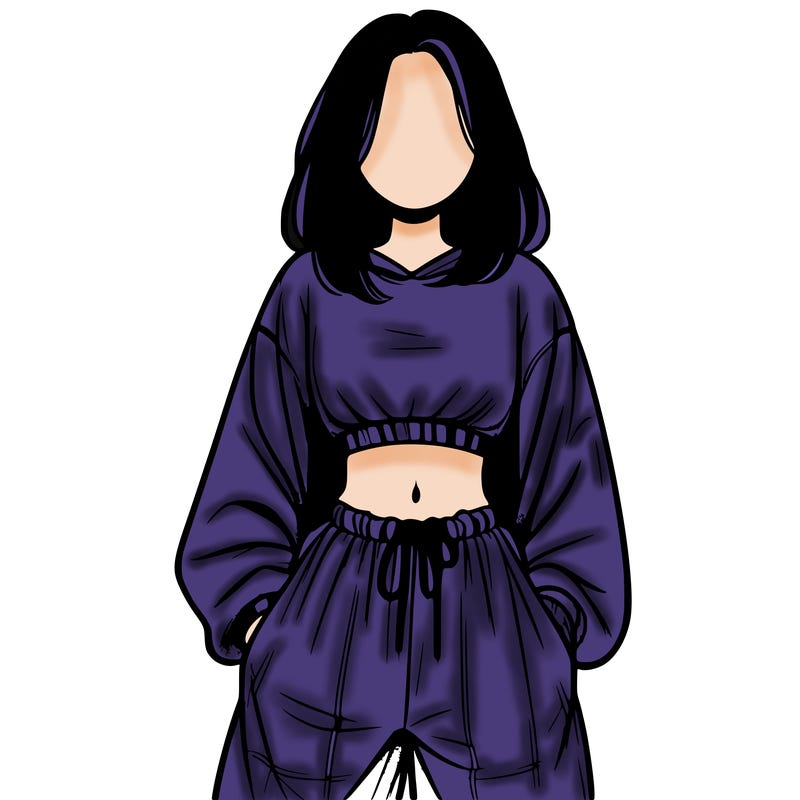 realistic girl faceless with baggy pants and a crop top