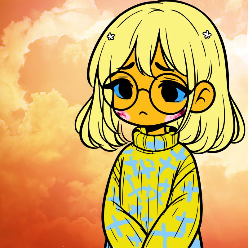 sad girl with glasses in a sweater