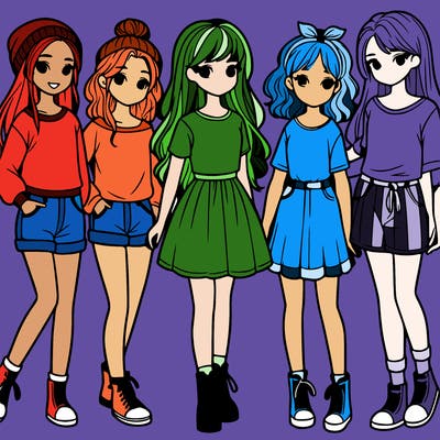 a group of five girls