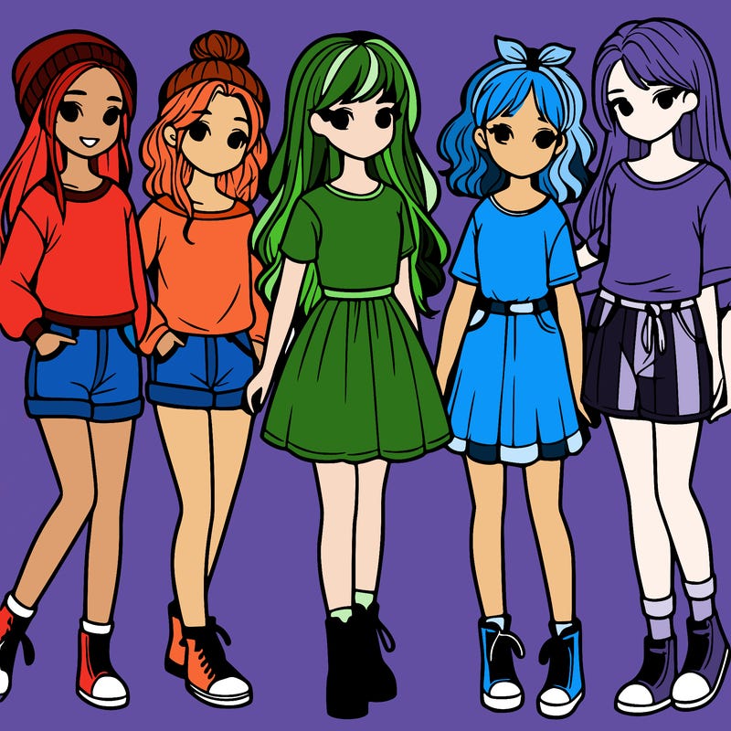 a group of five girls