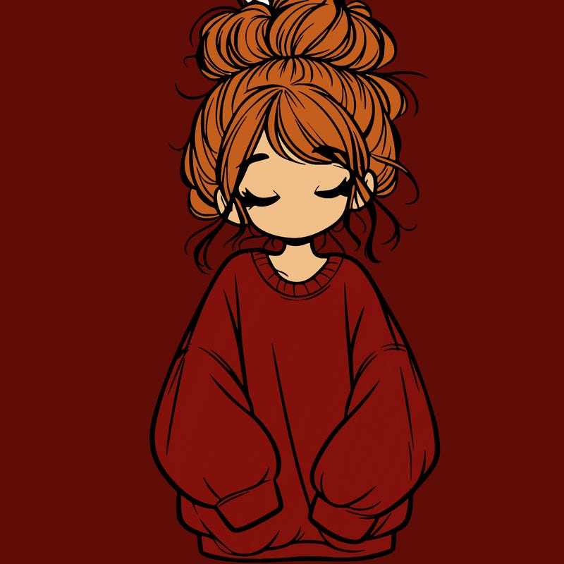 girl with baggy sweatshirt and messy bun