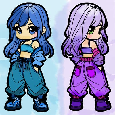 girl in crop top and baggy pants