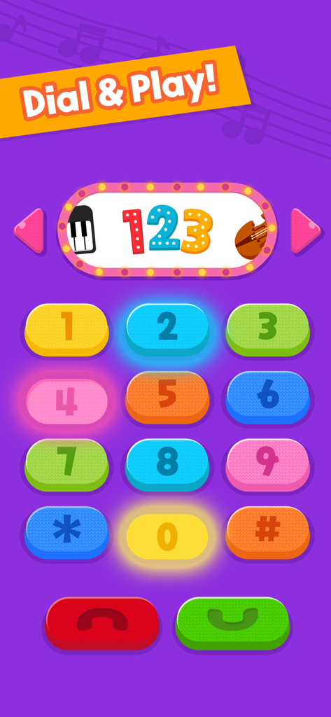 Pinkfong Baby Shark Phone - Colorful toy phone dial pad with numeric buttons and musical instrument icons for toddlers