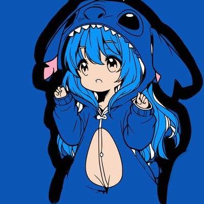 anime girl in a stitch onsie