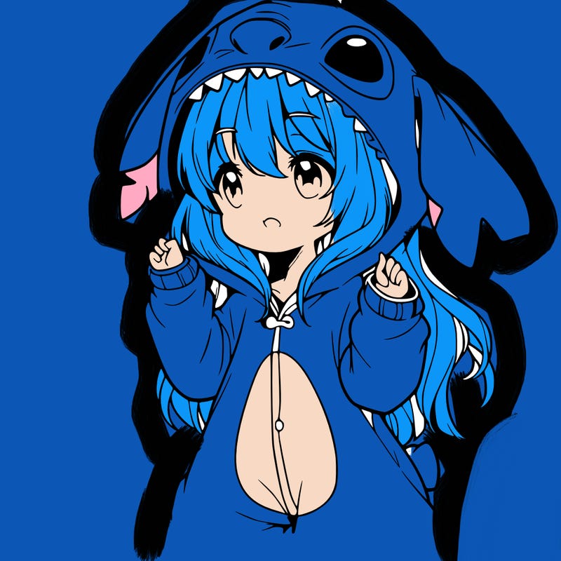 anime girl in a stitch onsie