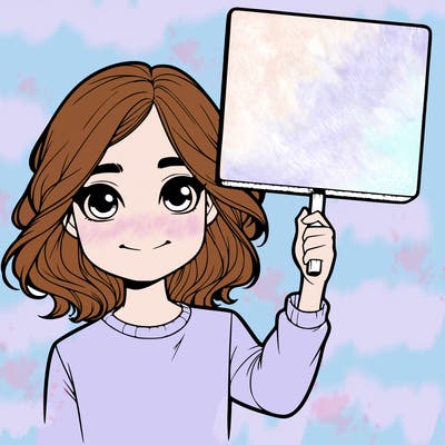 realistic girl holding up a sign