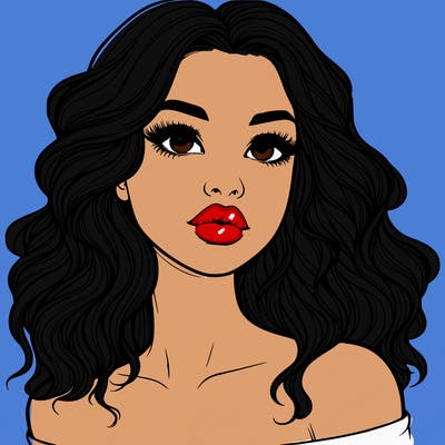 realistic girl with wavy hair and lips