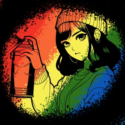 a realistic girl spray, painting