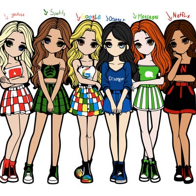 a group of girls realistic