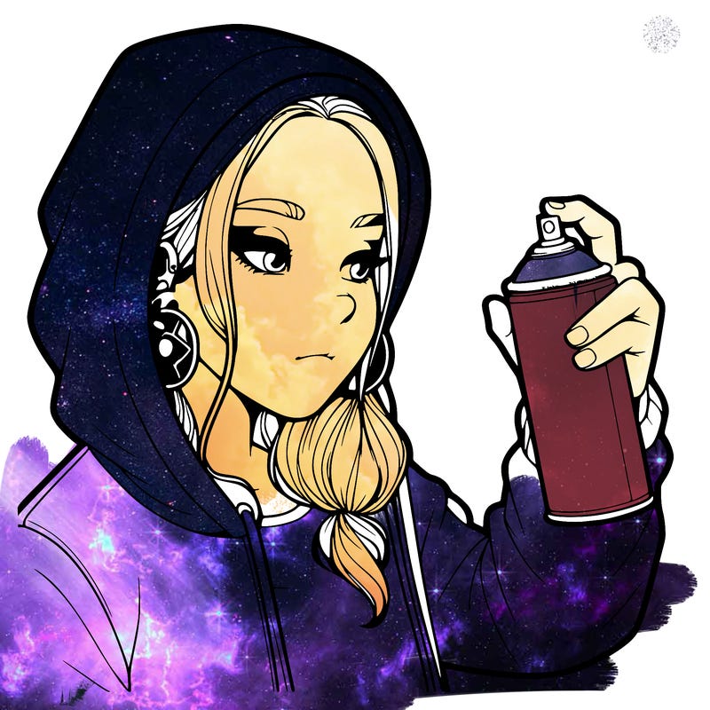 a realistic girl, spray painting