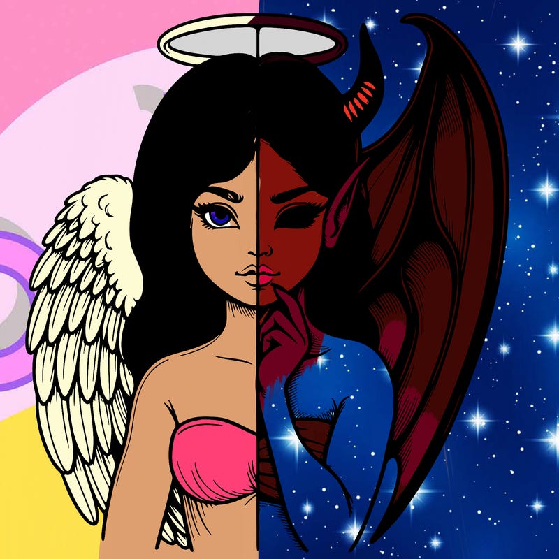 realistic angel half demon