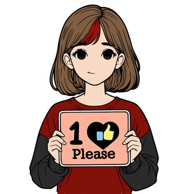 realistic girl holding a sign that says 1 like please