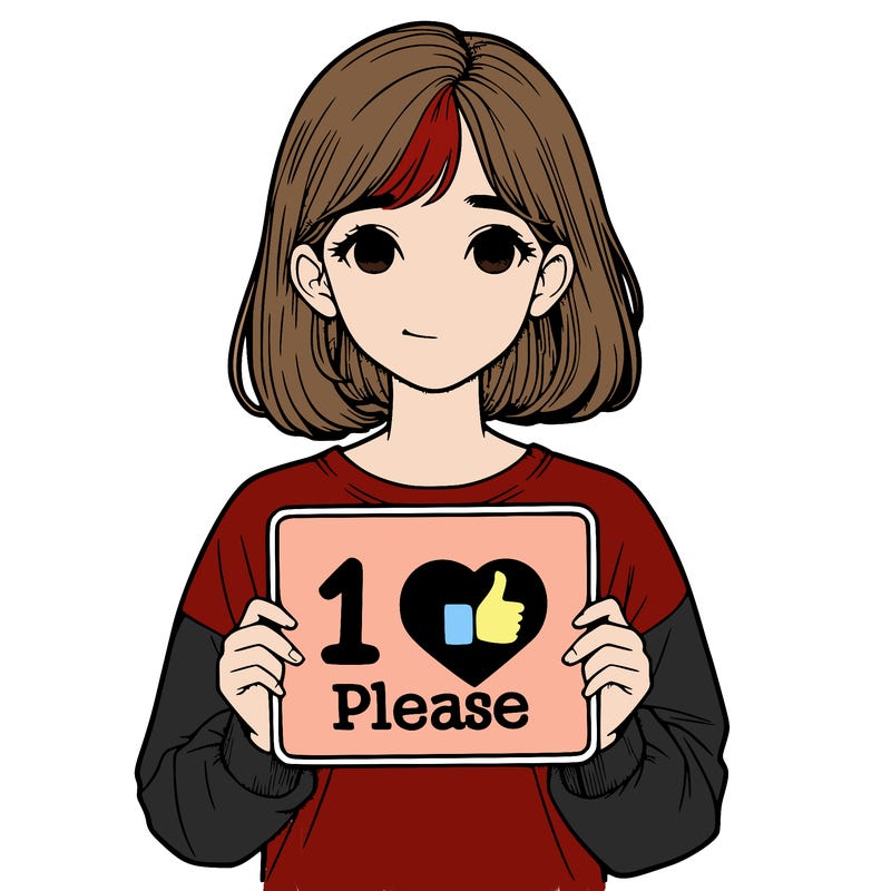 realistic girl holding a sign that says 1 like please
