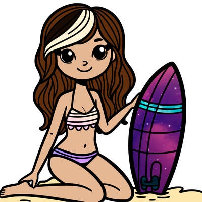 girl with surfboard