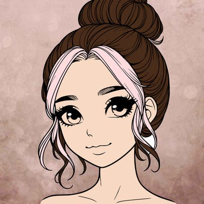realistic pretty girl with hair in bun