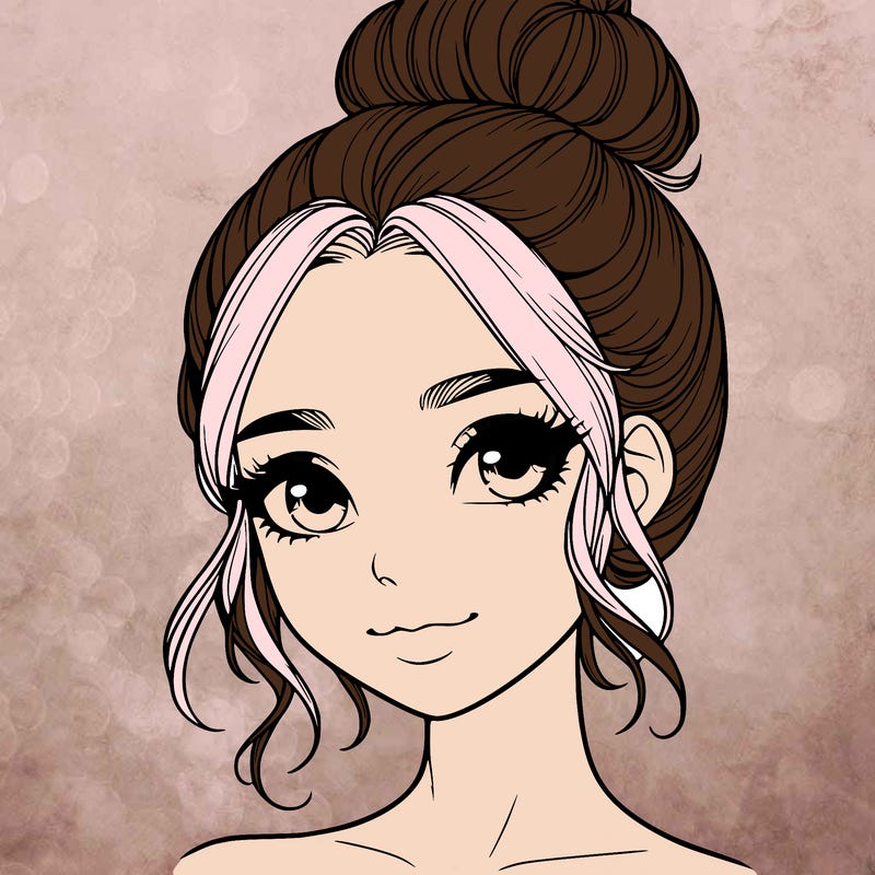 realistic pretty girl with hair in bun