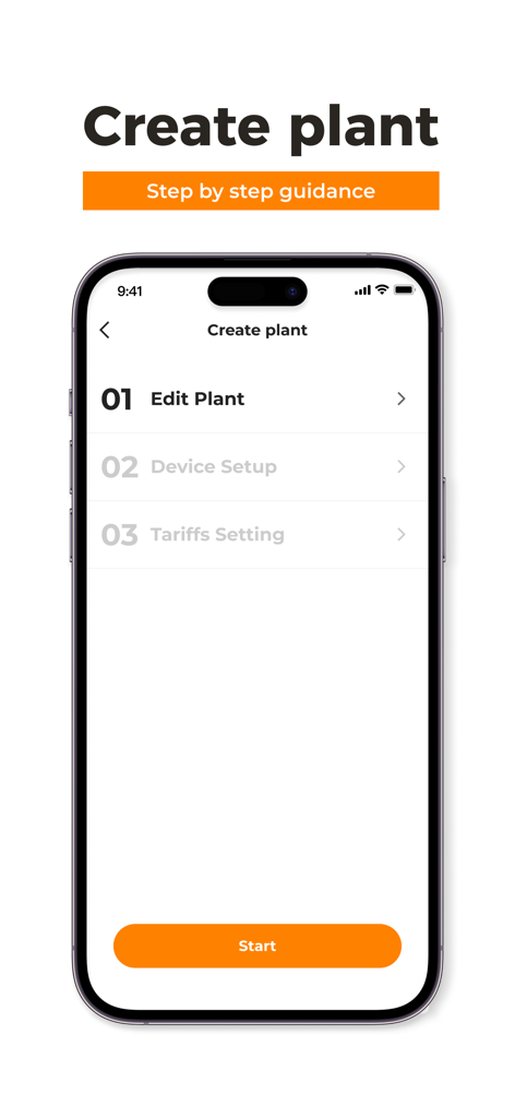 Der Bildschirm der iSolarCloud Mobil-App zeigt den schrittweisen Einrichtungsprozess für die Erstellung einer neuen Solaranlage.