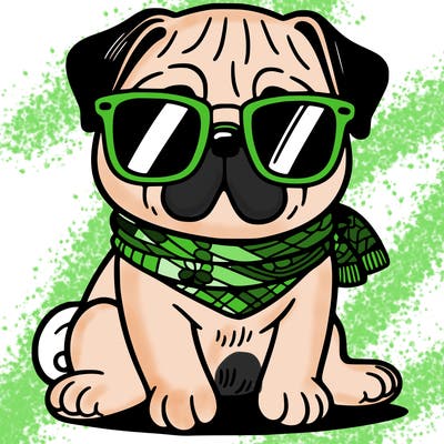 a pug with sunglasses