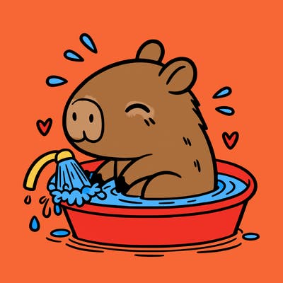 capybara taking a bath