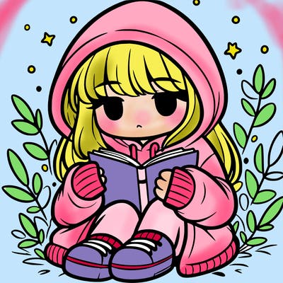 girl in oversized hoodie reading a book