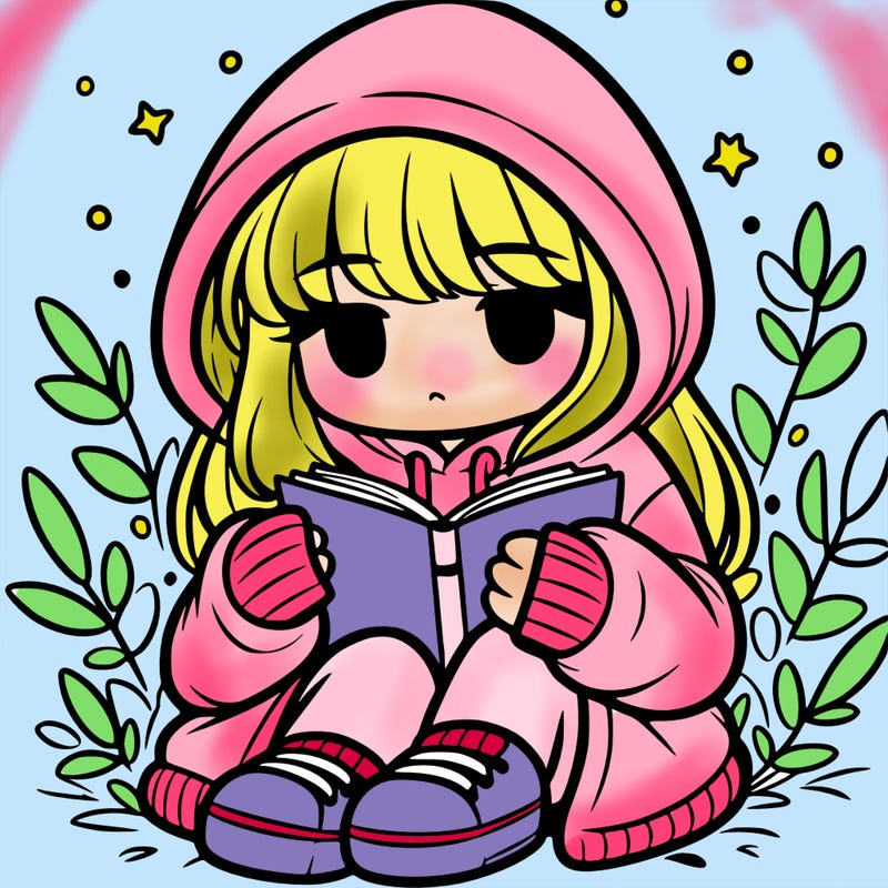 girl in oversized hoodie reading a book